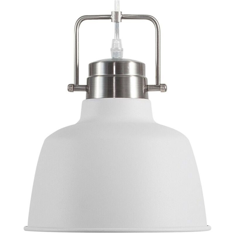 foto del prodotto lampadario in metallo bianco e argento con paralume a campana 179 cm narmada