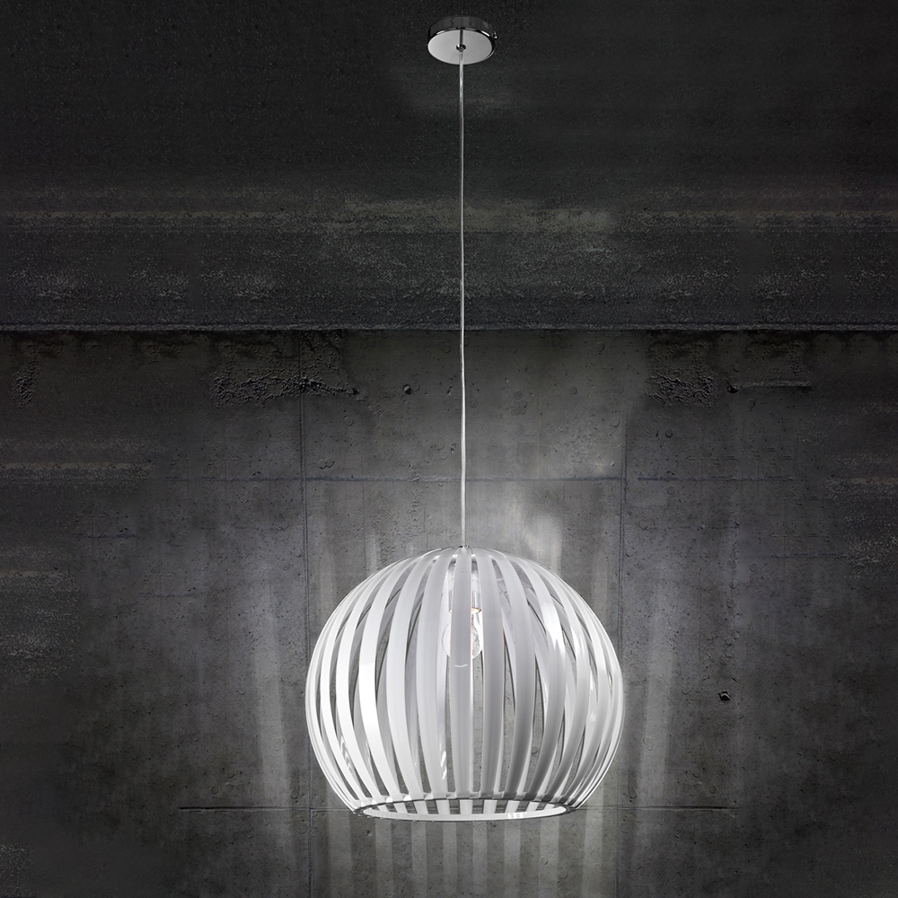 foto del prodotto lampadario in metallo contemporaneo slice cromo bianco 1 luce e27 grande