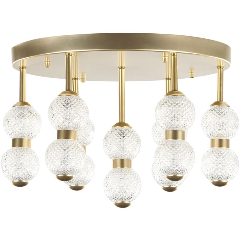 foto del prodotto lampadario in metallo e paralume in vetro con luci led integrate yowaka