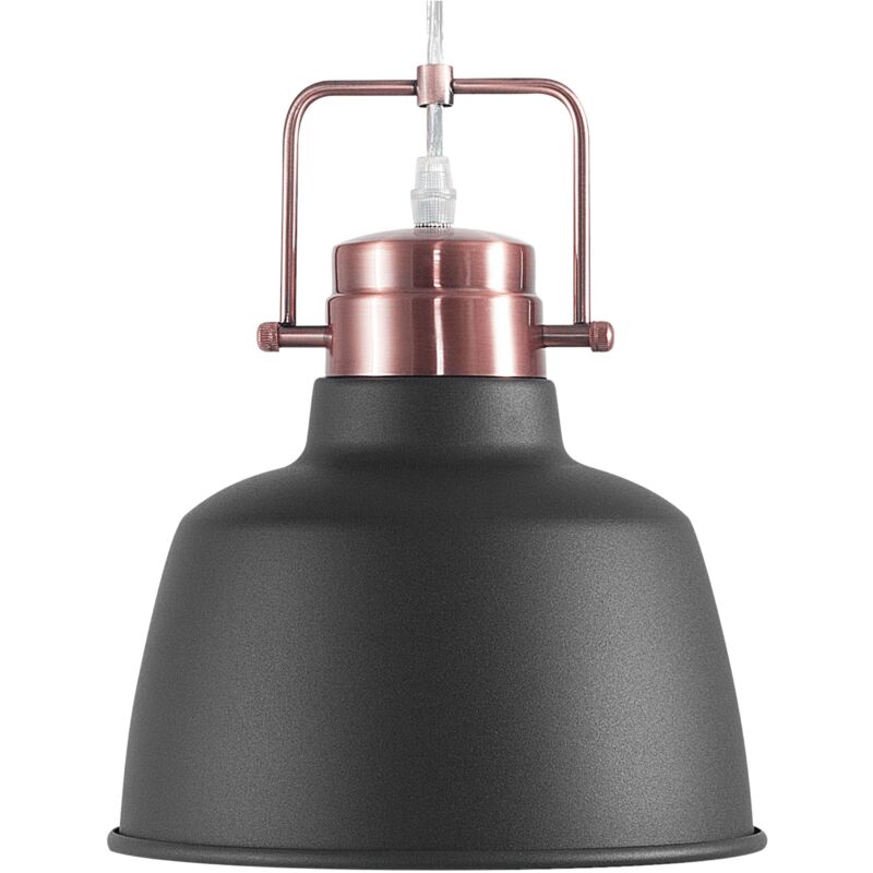 foto del prodotto lampadario in metallo grigio grafite e rame con paralume a campana 179 cm narmada
