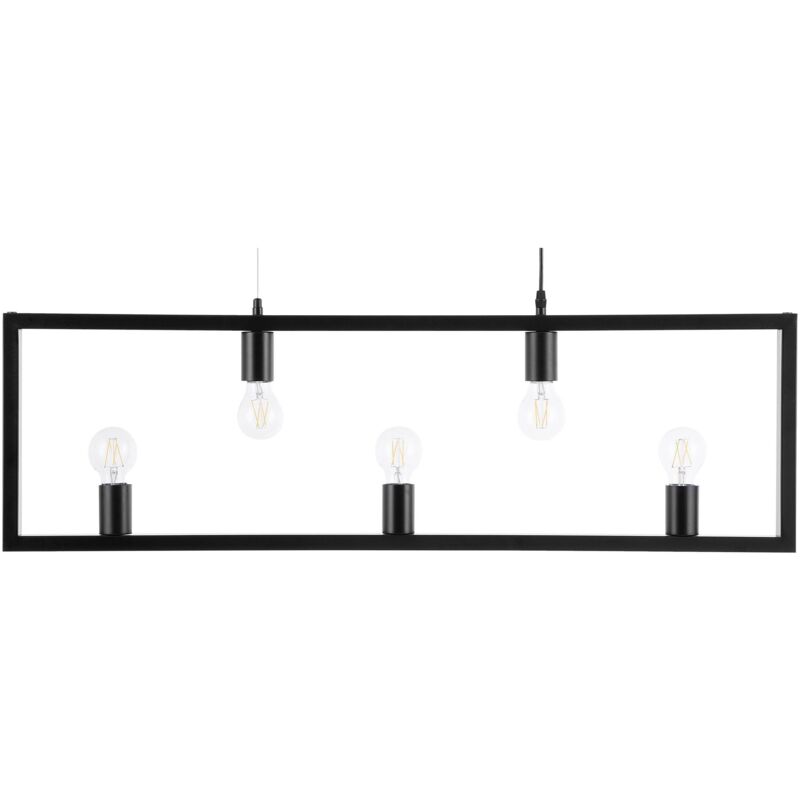 foto del prodotto lampadario in metallo nero a 5 luci con paralume di forma geometrica bayas