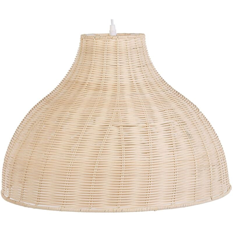 foto del prodotto lampadario in rattan marrone chiaro e metallo forma semisferica millian