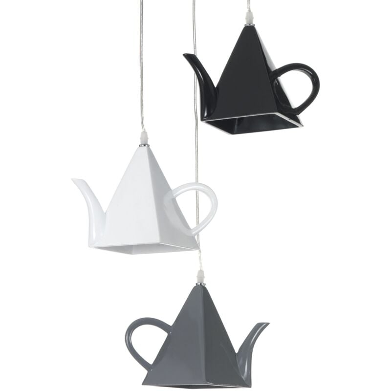 foto del prodotto lampadario in resina nero, bianco e grigio cm.13x13 h18