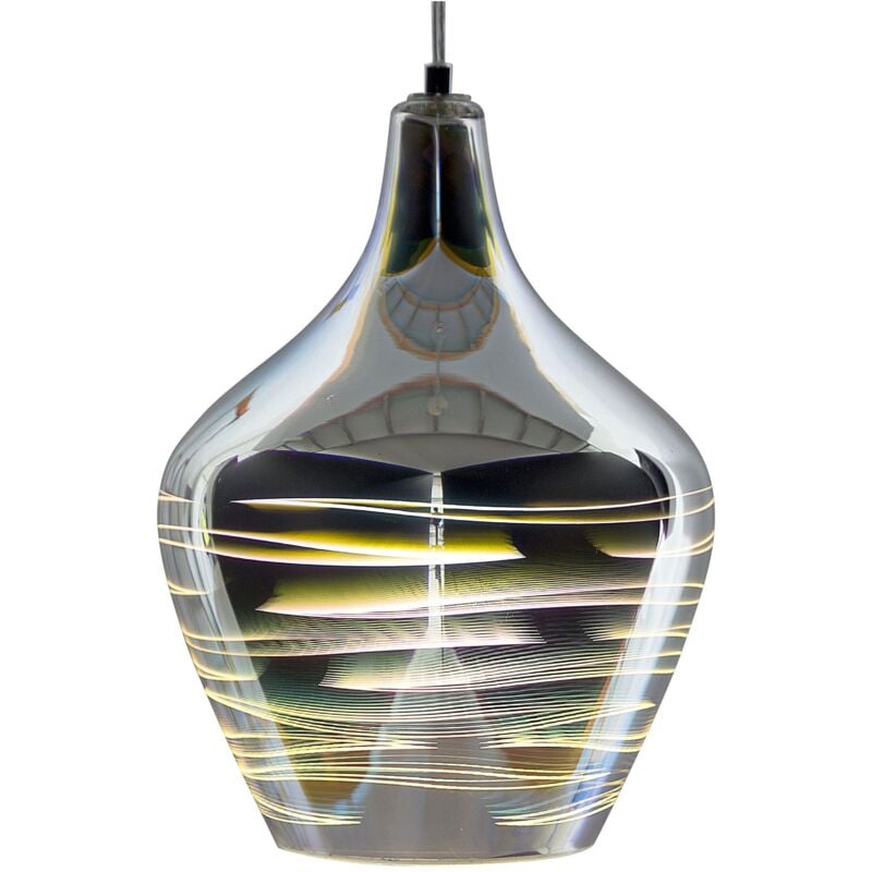 foto del prodotto lampadario in vetro argento con paralume a campana effetto 3d moderno sangone