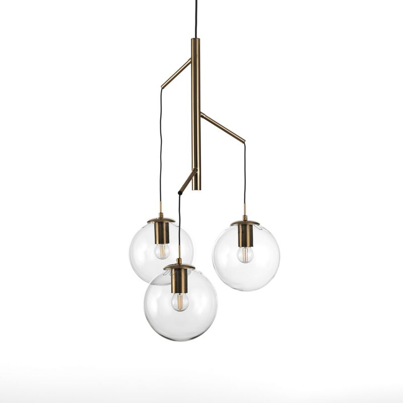 foto del prodotto lampadario in vetro e acciaio oro cm. h.77 .38