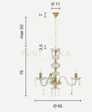 foto del prodotto lampadario in vetro e cristallo 3 luci dallas lp.dallas 3cr cromo