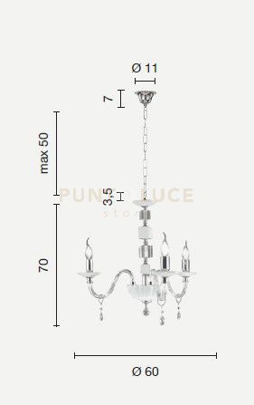 foto del prodotto lampadario in vetro e cristallo tortora livia 3 luci lp.livia 3 tor