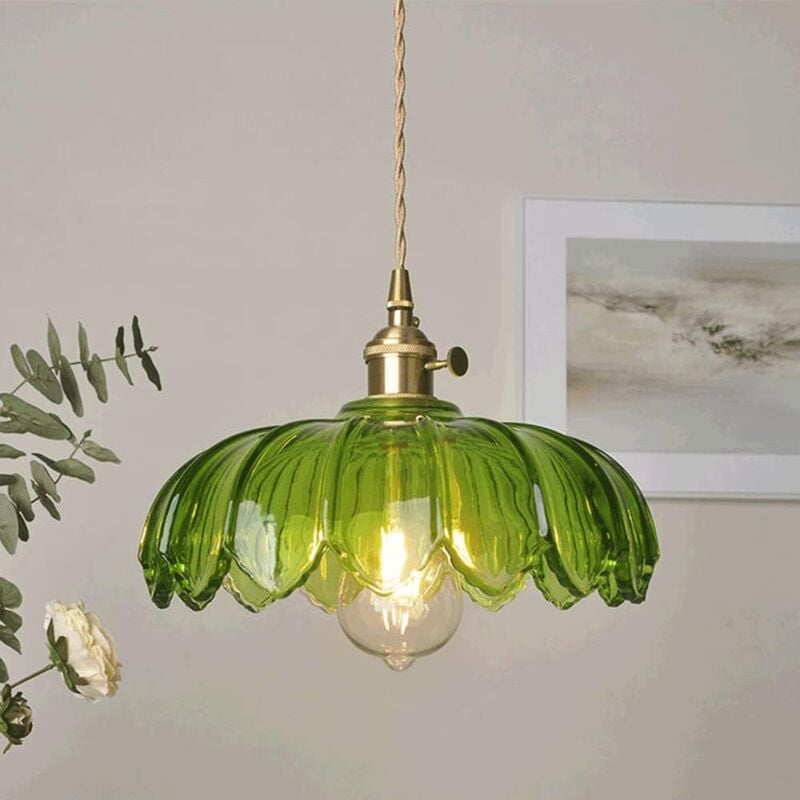 foto del prodotto lampadario in vetro in stile pastorale retr senza sorgente luminosa pothos verde rapanda