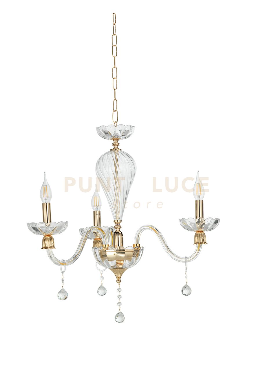 foto del prodotto lampadario in vetro roxanne 3 luci oro lp.roxanne 3