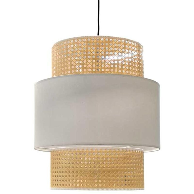 foto del prodotto lampadario in vimini 45 x 44 cm colore beige e bianco