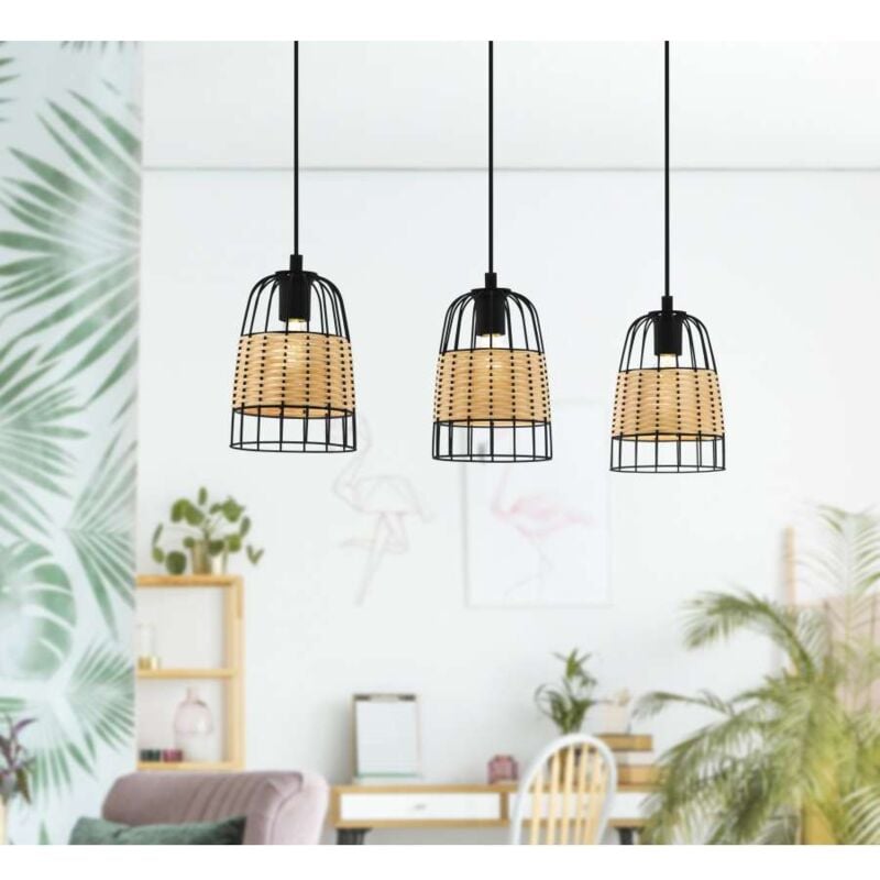 foto del prodotto lampadario industrial anwick 3 luci metallo nero