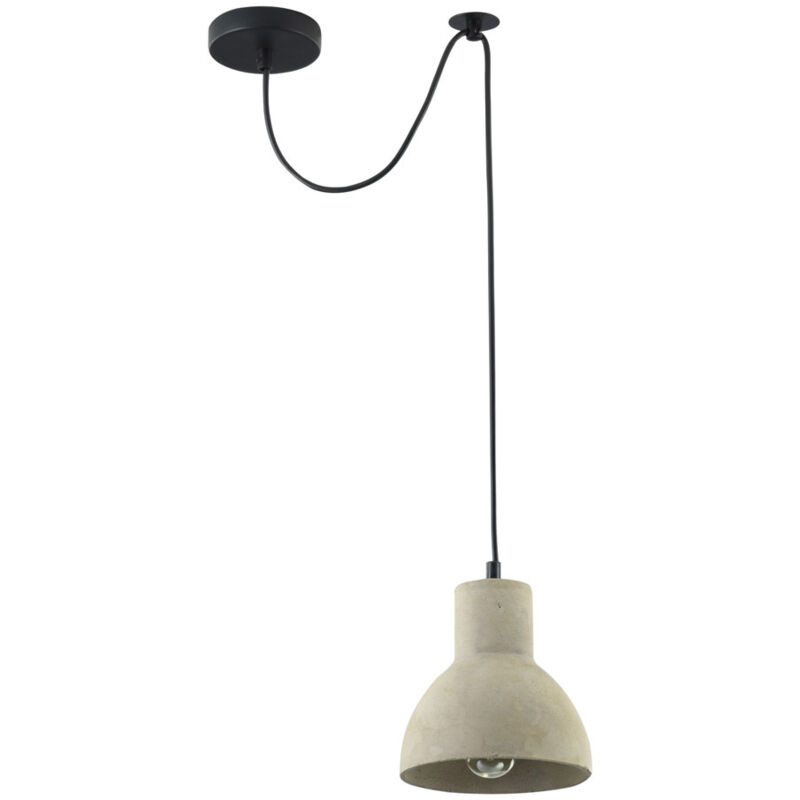 foto del prodotto lampadario industrial broni metallo nero 1 luce diffusore calcestruzzo grigio
