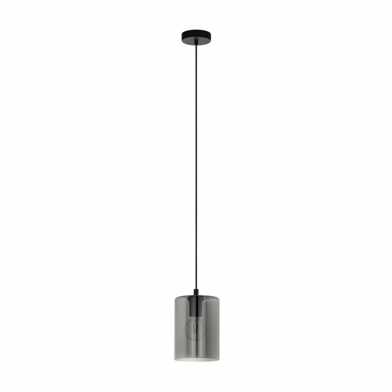 foto del prodotto lampadario industrial cadaques 1 luce acciaio nero cilindro