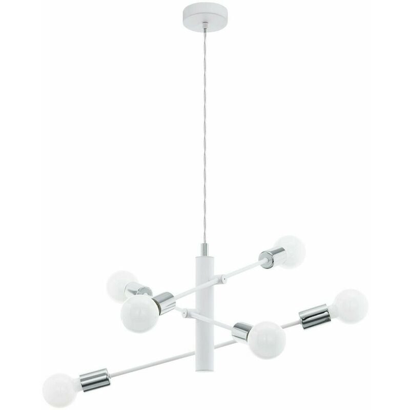 foto del prodotto lampadario industrial gradoli 6 luci acciaio bianco e cromo