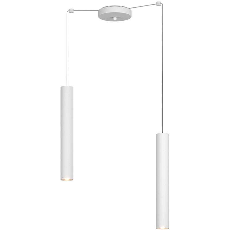 foto del prodotto lampadario industrial minimal xeana metallo bianco 2 luci gu10