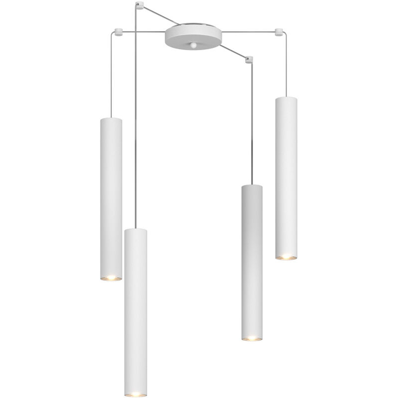 foto del prodotto lampadario industrial minimal xeana metallo bianco 4 luci gu10