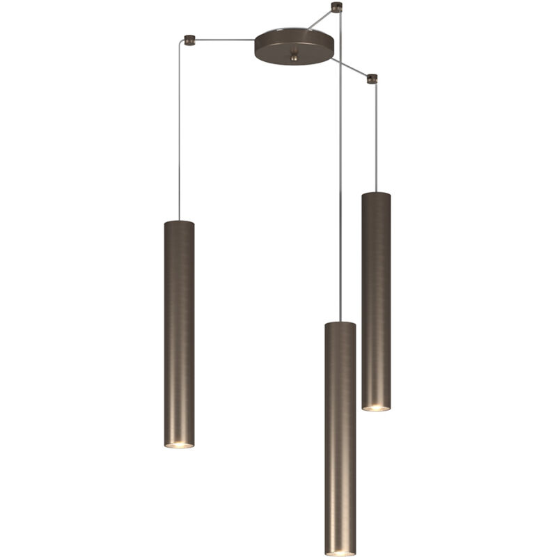 foto del prodotto lampadario industrial minimal xeana metallo bronzo 3 luci gu10