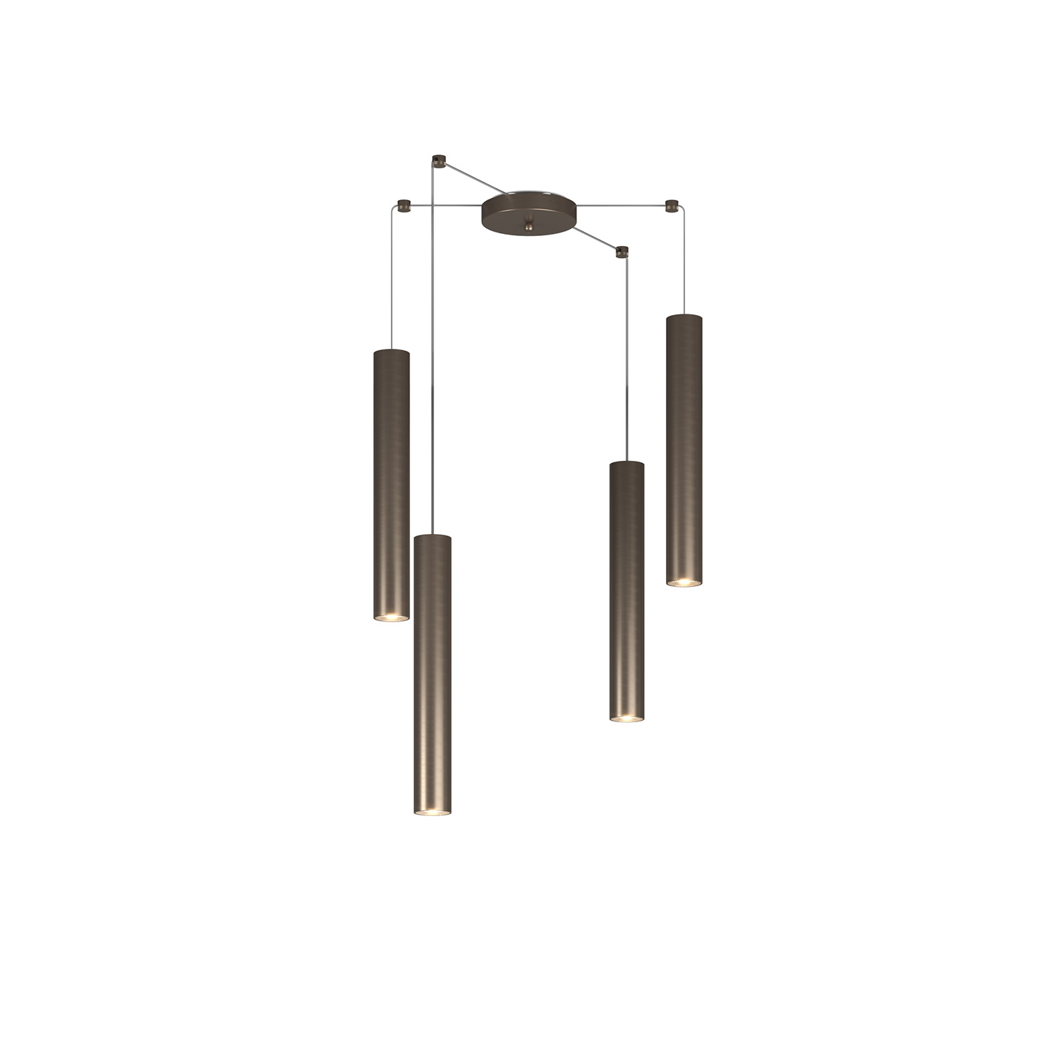 foto del prodotto lampadario industrial-minimal xeana metallo bronzo 4 luci gu10