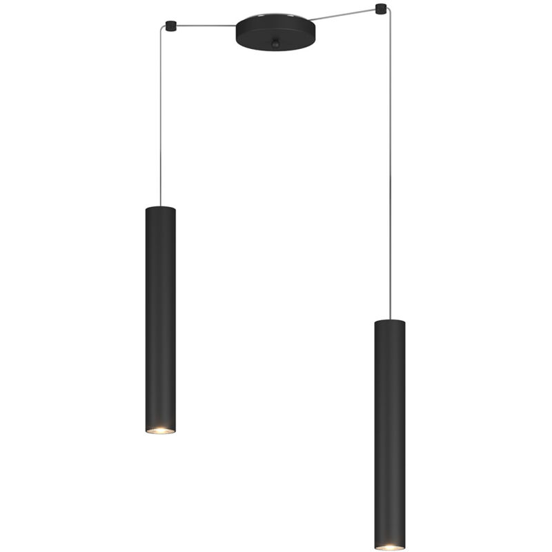 foto del prodotto lampadario industrial minimal xeana metallo nero 2 luci gu10