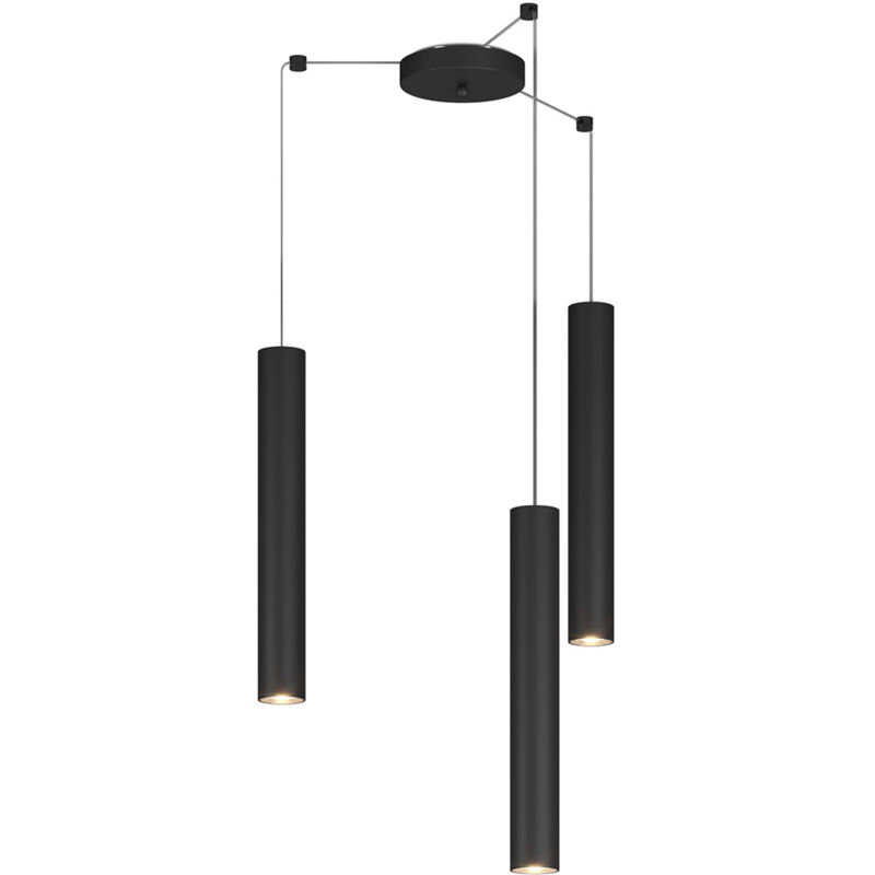 foto del prodotto lampadario industrial minimal xeana metallo nero 3 luci gu10