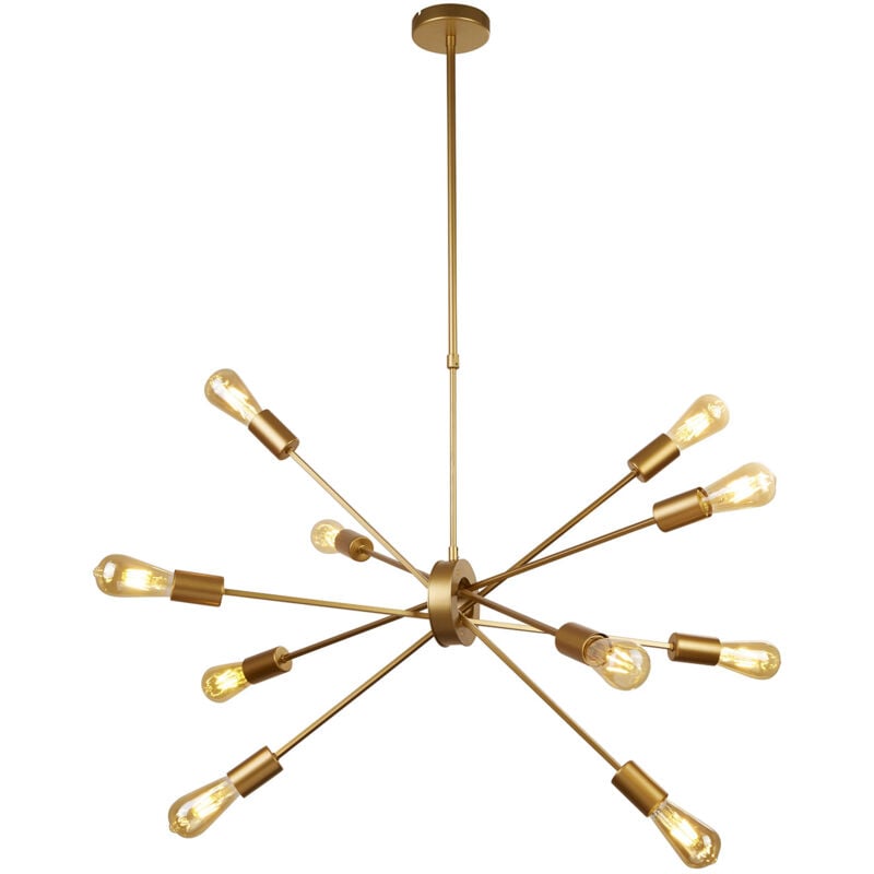 foto del prodotto lampadario industrial nordico alfa acciaio oro 10 luci e27