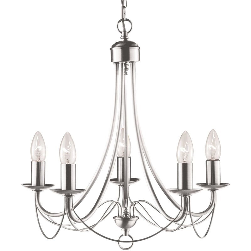 foto del prodotto lampadario industrial nordico maypole acciaio argento 5 luci e14