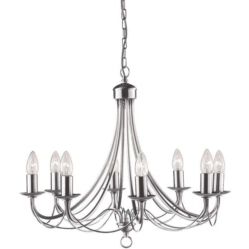 foto del prodotto lampadario industrial nordico maypole acciaio argento 8 luci e14