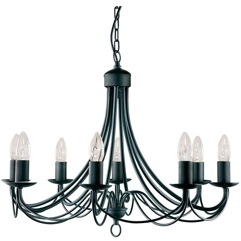 foto del prodotto lampadario industrial nordico maypole acciaio nero 8 luci e14