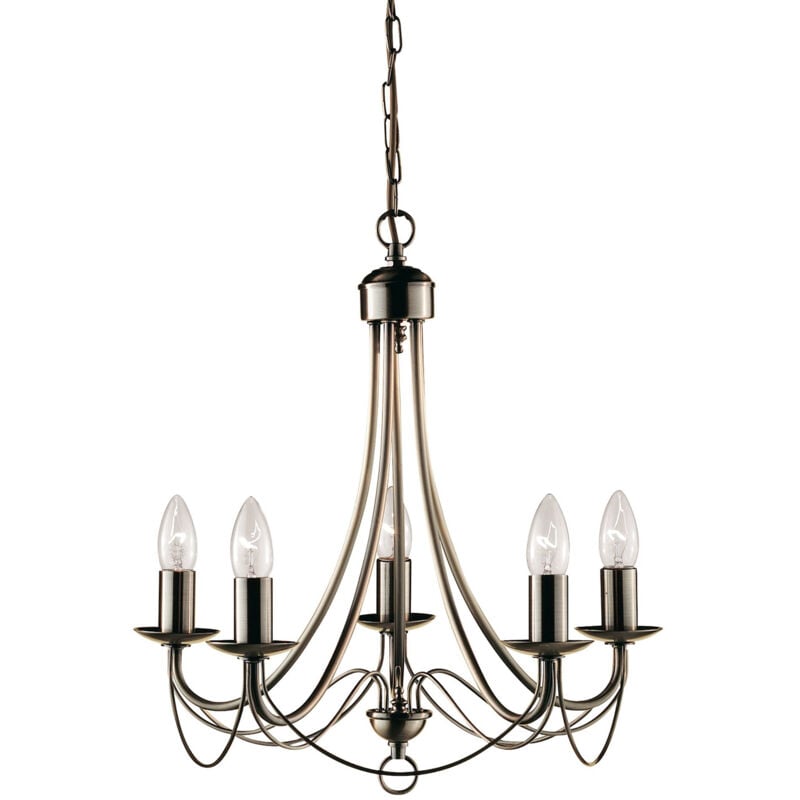 foto del prodotto lampadario industrial nordico maypole acciaio ottone 5 luci e14