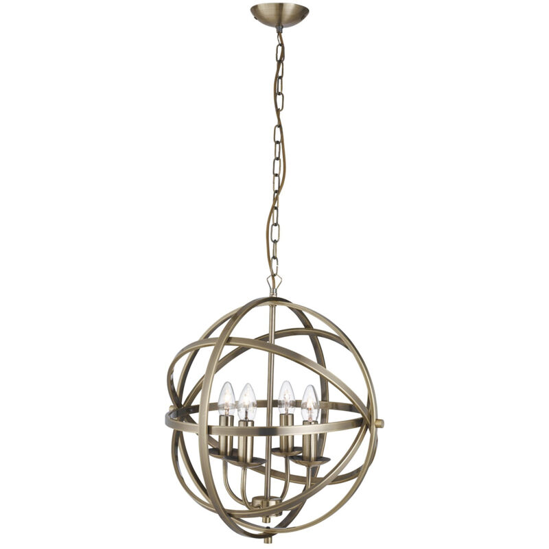 foto del prodotto lampadario industrial nordico orbita acciaio ottone 4 luci e14