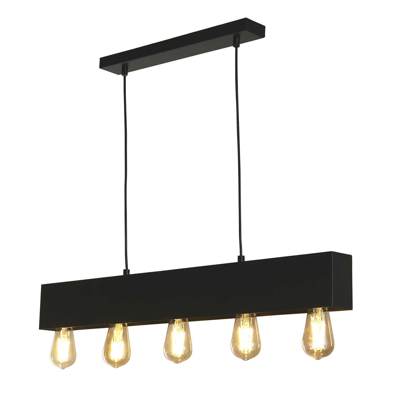 foto del prodotto lampadario industrial nordico pianoforte acciaio nero 5 luci e27