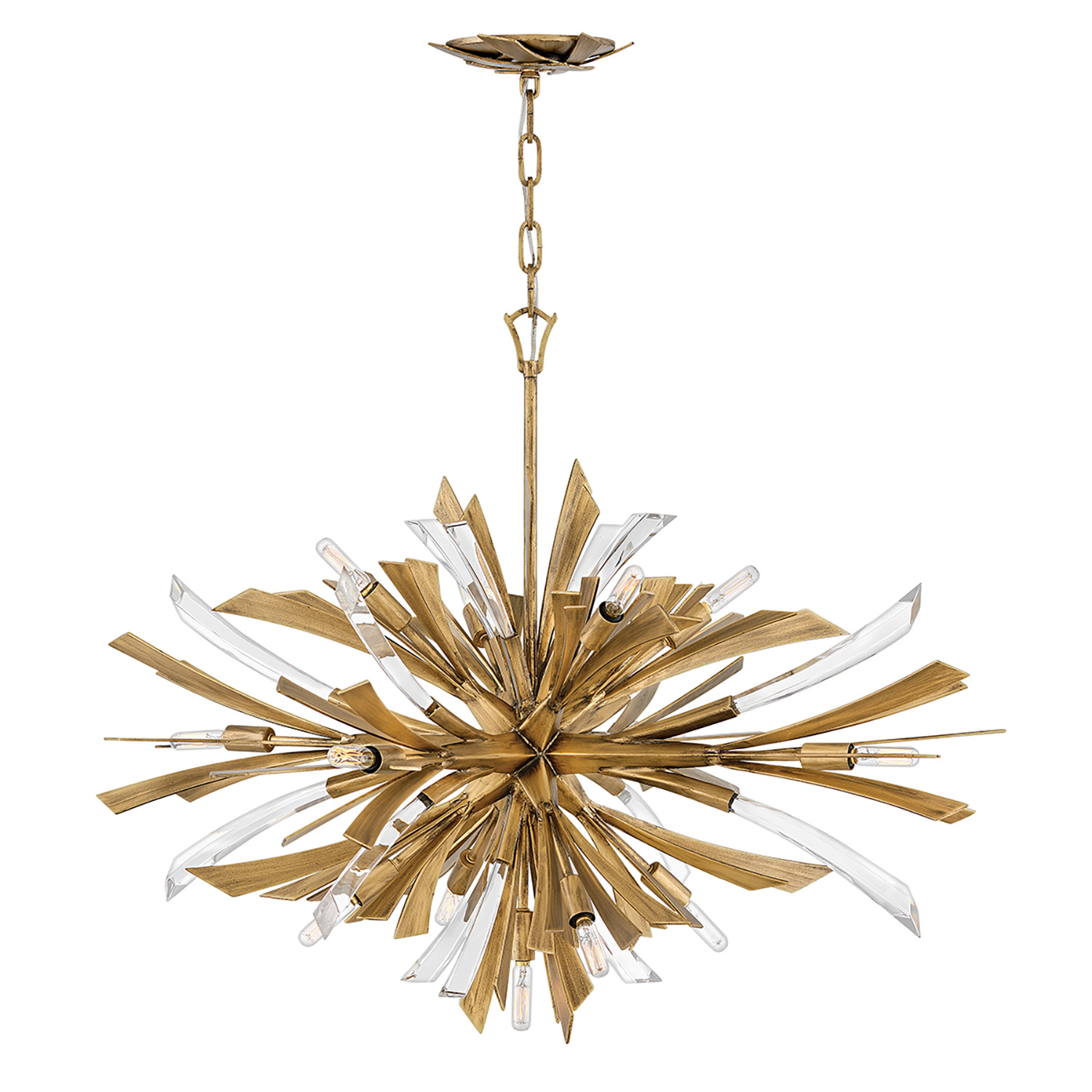 foto del prodotto lampadario industrial nordico vida acciaio oro brunito 13 luci e14