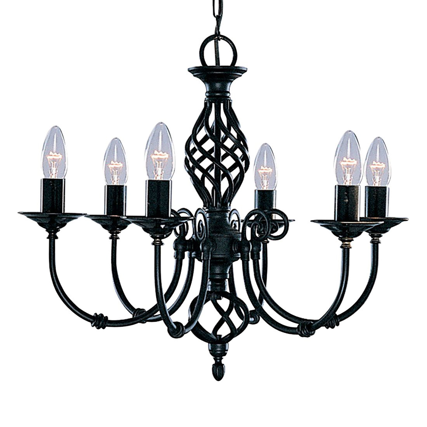 foto del prodotto lampadario industrial nordico zanzibar acciaio nero 6 luci e14