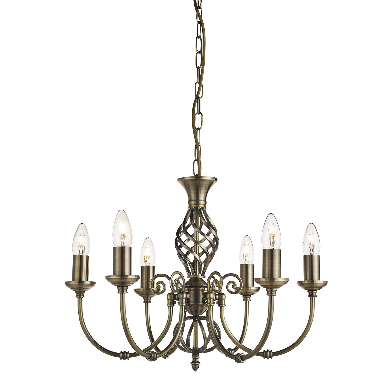 foto del prodotto lampadario industrial nordico zanzibar acciaio ottone 6 luci e14
