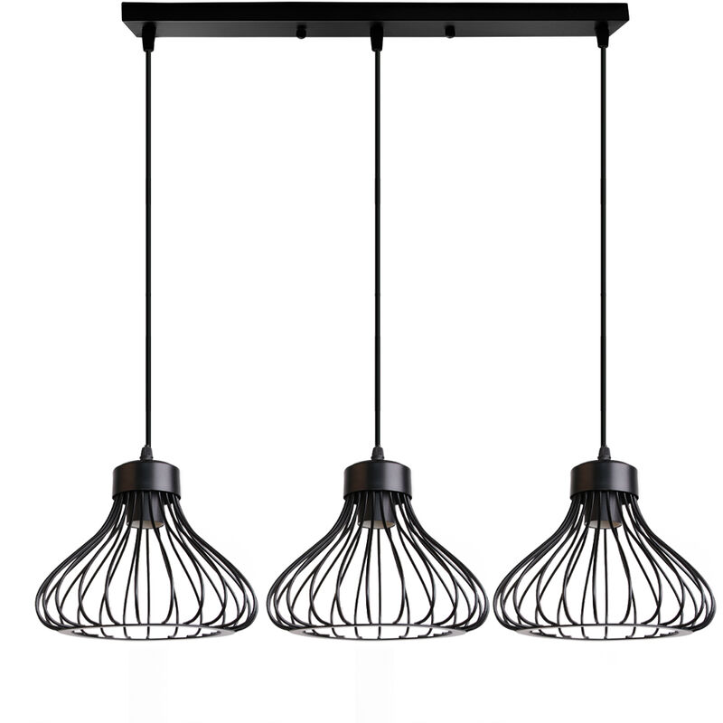 foto del prodotto lampadario industriale 2320cm lunghezza regolabile 100 cm e27 40w cucina, soggiorno, camera da letto nero