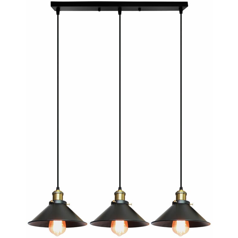foto del prodotto lampadario industriale 3 luci lampada da soffitto regolabile vintage per sala da pranzo soggiorno camera da letto nero