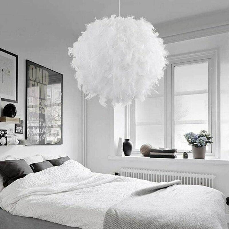 foto del prodotto lampadario industriale antico e27 lampada a sospensione a piume globali, plafoniera moderna in stile nordico con paralume in piume decorazione per la