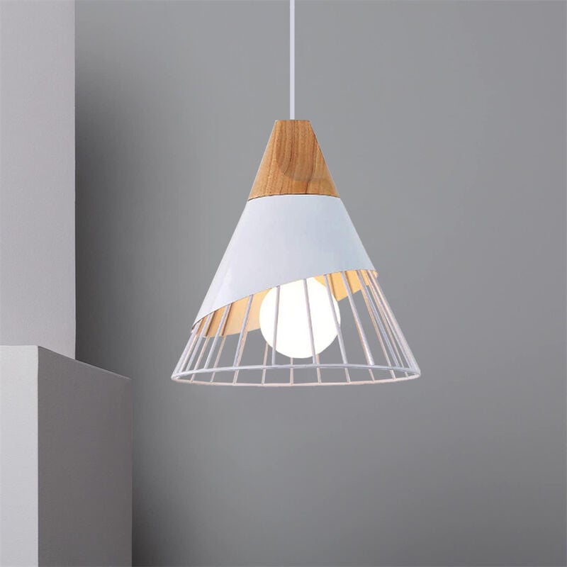 foto del prodotto lampadario industriale creativo lampada a sospensione 25cm a forma di badminton in metallo e legno plafoniera e27 per camera da letto soggiorno