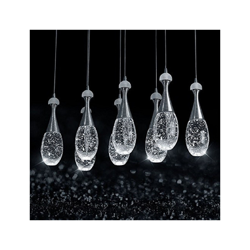 foto del prodotto lampadario lampada 6 pendenti bollicine acciaio soffitto luce led applique design trade shop traesio
