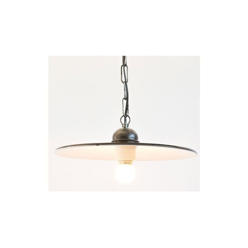 foto del prodotto lampadario lampada a catena piatto semplice in ferro battuto cruccolini