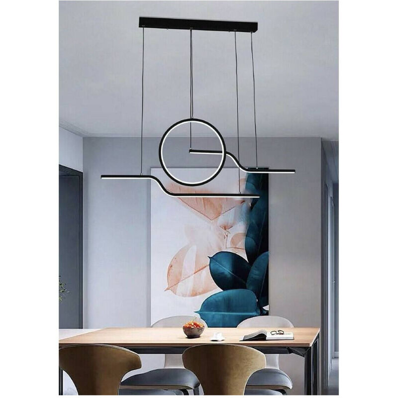 foto del prodotto lampadario led 32w lampada stile contemporaneo moderno luce 6500k 4000k nero a44 - -bianco freddo - - trade shop traesio