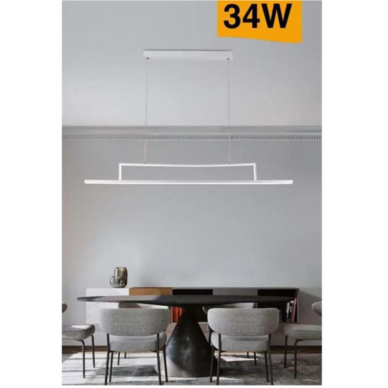 foto del prodotto lampadario led 34w a sospensione lineare orizzontale luce 3000k 6500k 4000k b66-b - -bianco freddo - - trade shop traesio
