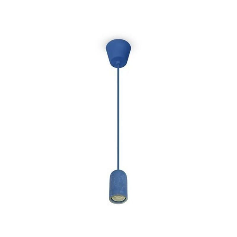 foto del prodotto lampadario led a cilindro in calcestruzzo con portalampada e27 max 60w colore blu v tac