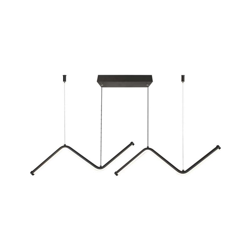 foto del prodotto lampadario led a sospensione 12w 1280lm dal design moderno doppia barra led zigzag colore nero 4000k sku-6937