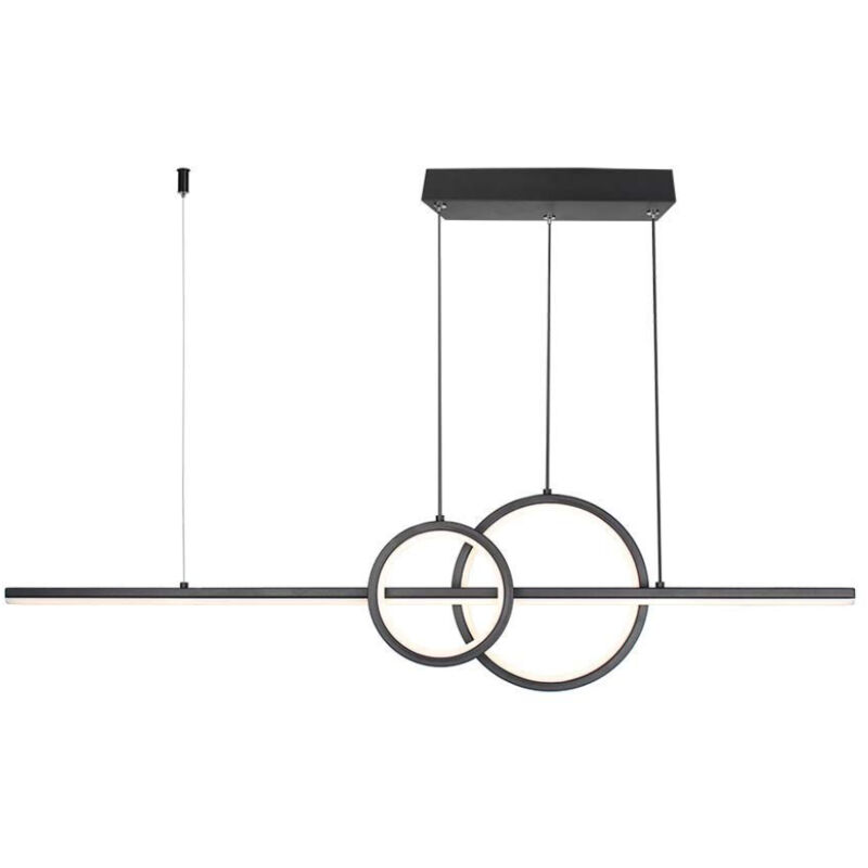 foto del prodotto lampadario led a sospensione 15w 1500lm dal design moderno 2 anelli + barra led colore nero 4000k sku-6935