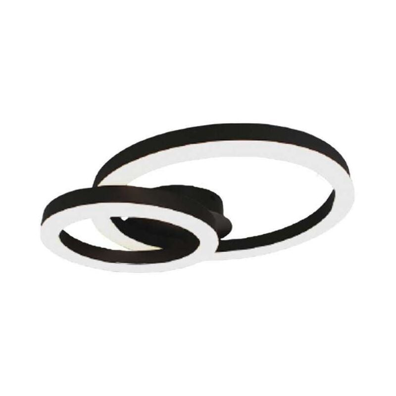 foto del prodotto lampadario led a sospensione 20w dal design moderno a due anelli d 450 105mm colore nero 3000k v tac