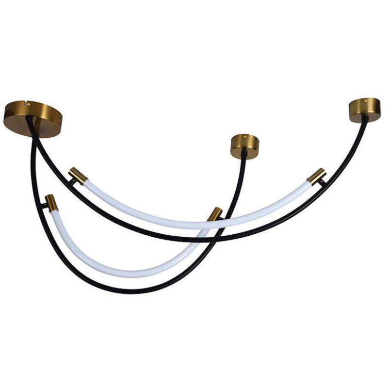 foto del prodotto lampadario led a sospensione con 2 mezzaluna 20w in metallo nero e ottone 1006047.5cm 3000k - v-tac