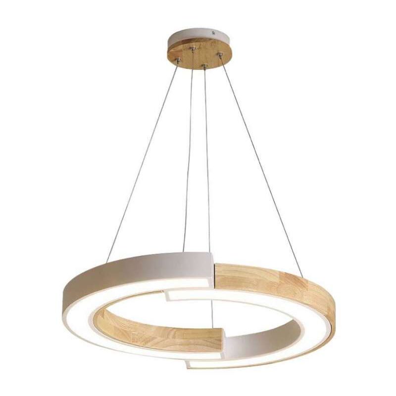 foto del prodotto lampadario led a sospensione con 2 mezzaluna 32w in legno colore bianco 4337112cm 4000k v tac