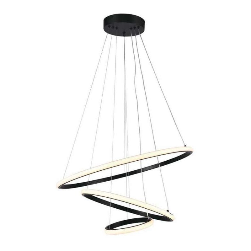 foto del prodotto lampadario led a sospensione con 3 cerchi 32w in metallo colore nero 604020cm 3000k v tac