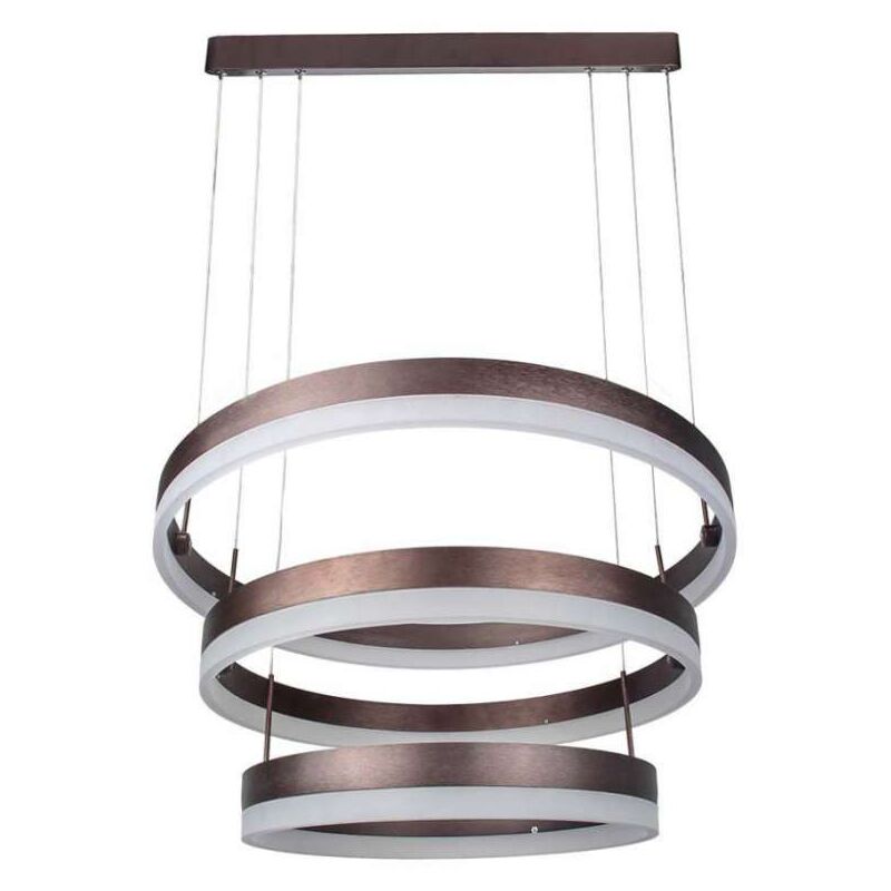 foto del prodotto lampadario led a sospensione con 3 cerchi 86w in metallo colore caff 3000k triac dimmerabile v tac